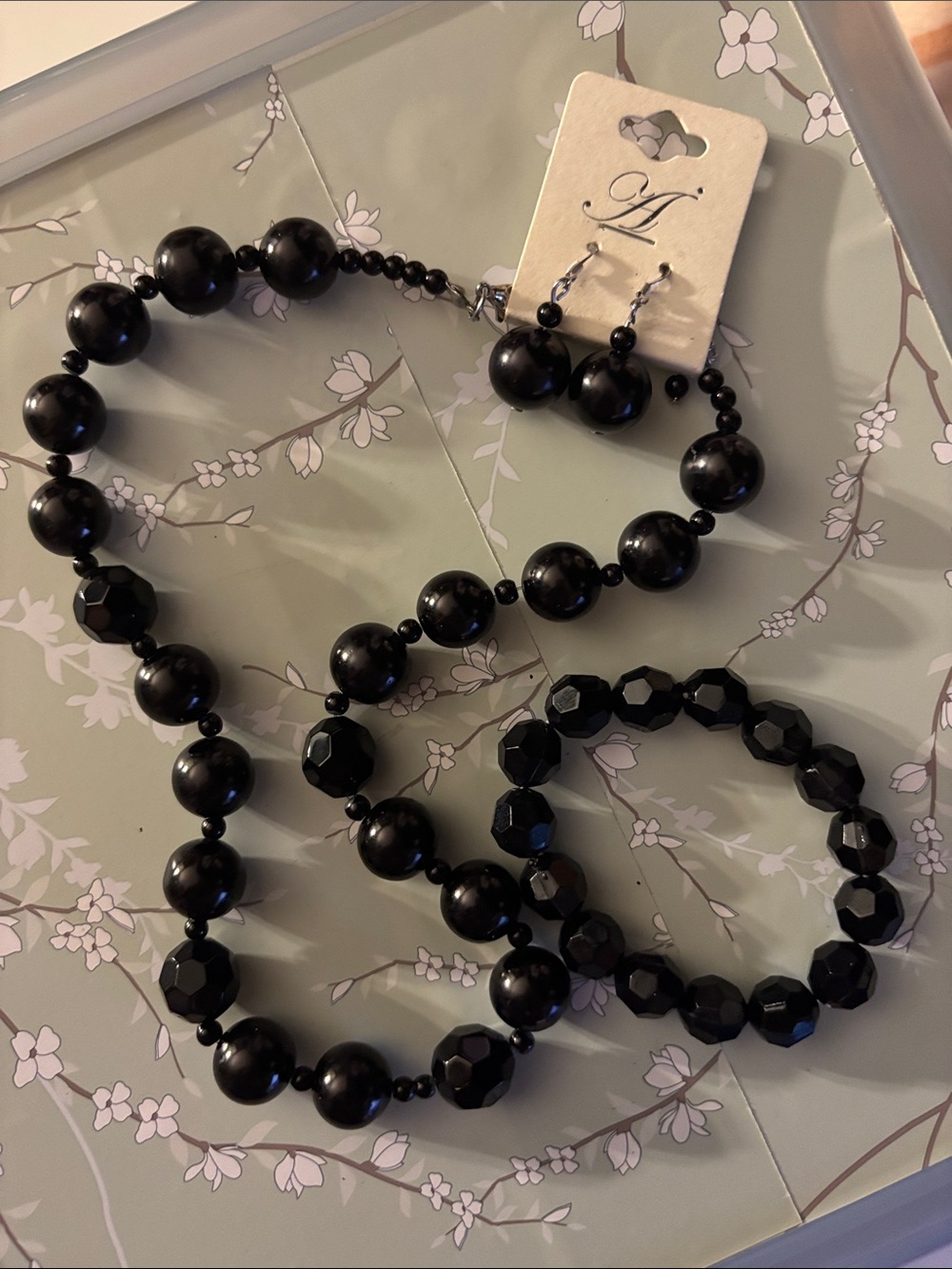 Black Bead Necklace, Bracelet & Earring Set - Timeless Black Jewelry